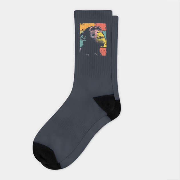 Retro Jungle Chimp Cool Pop Art Animal Socks by TuncGK
