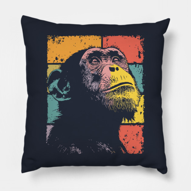 Retro Jungle Chimp Cool Pop Art Animal Pillow by TuncGK
