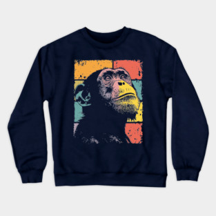 Retro Jungle Chimp Cool Pop Art Animal Crewneck Sweatshirt