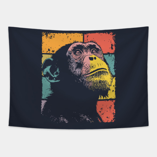 Retro Jungle Chimp Cool Pop Art Animal Tapestry by TuncGK