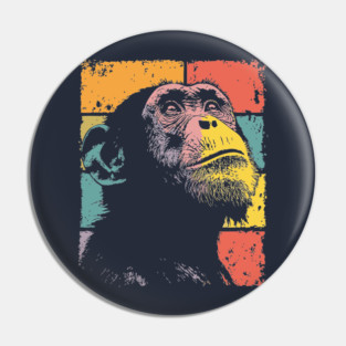 Retro Jungle Chimp Cool Pop Art Animal Pin