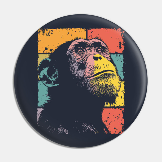 Retro Jungle Chimp Cool Pop Art Animal Pin by TuncGK