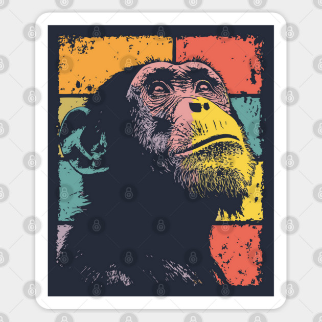 Retro Jungle Chimp Cool Pop Art Animal Sticker by TuncGK