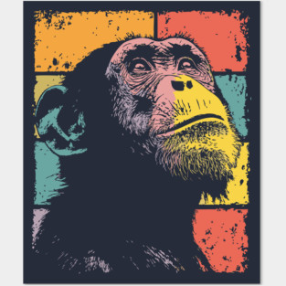 Retro Jungle Chimp Cool Pop Art Animal Posters and Art
