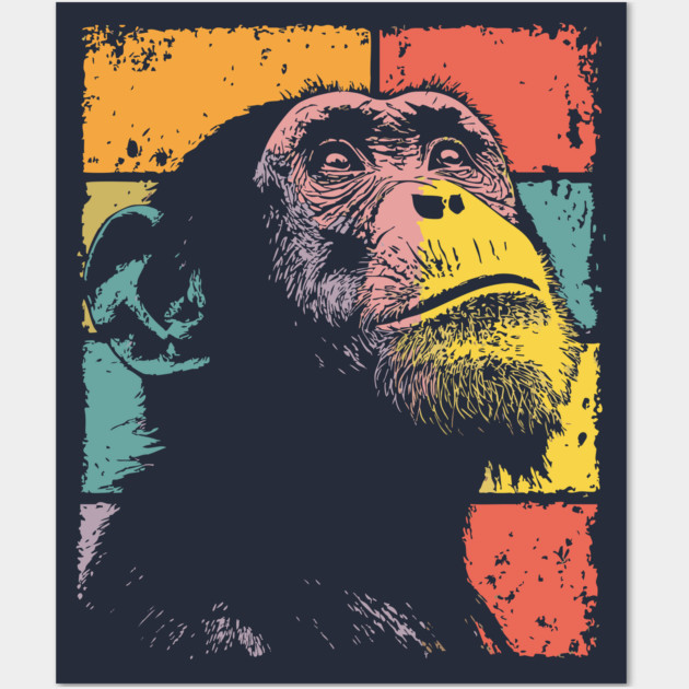 Retro Jungle Chimp Cool Pop Art Animal Wall Art by TuncGK