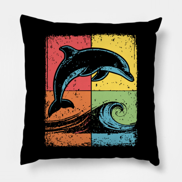 Jumping Dolphin Pop Art for Kids | Ocean Animal Pillow by TuncGK