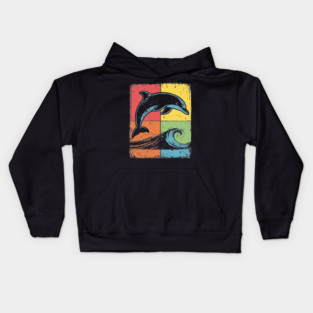 Jumping Dolphin Pop Art for Kids | Ocean Animal Kids Hoodie