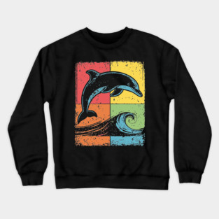 Jumping Dolphin Pop Art for Kids | Ocean Animal Crewneck Sweatshirt