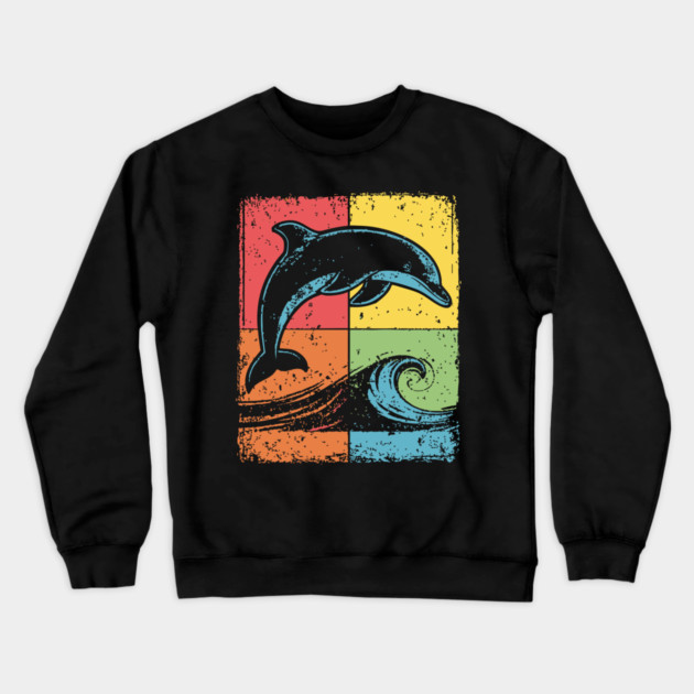 Jumping Dolphin Pop Art for Kids | Ocean Animal Crewneck Sweatshirt by TuncGK