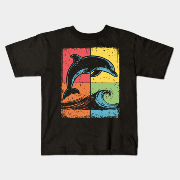 Jumping Dolphin Pop Art for Kids | Ocean Animal Kids T-Shirt by TuncGK