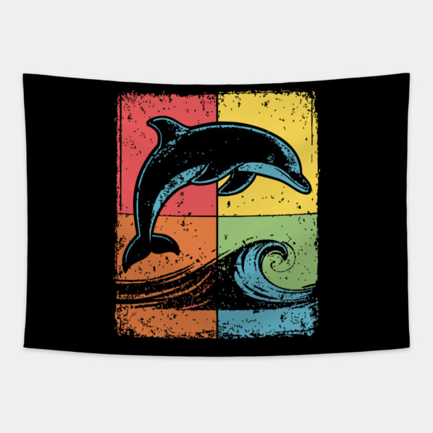 Jumping Dolphin Pop Art for Kids | Ocean Animal Tapestry by TuncGK