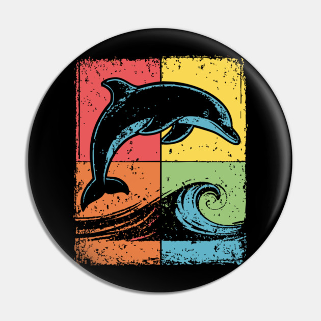 Jumping Dolphin Pop Art for Kids | Ocean Animal Pin by TuncGK