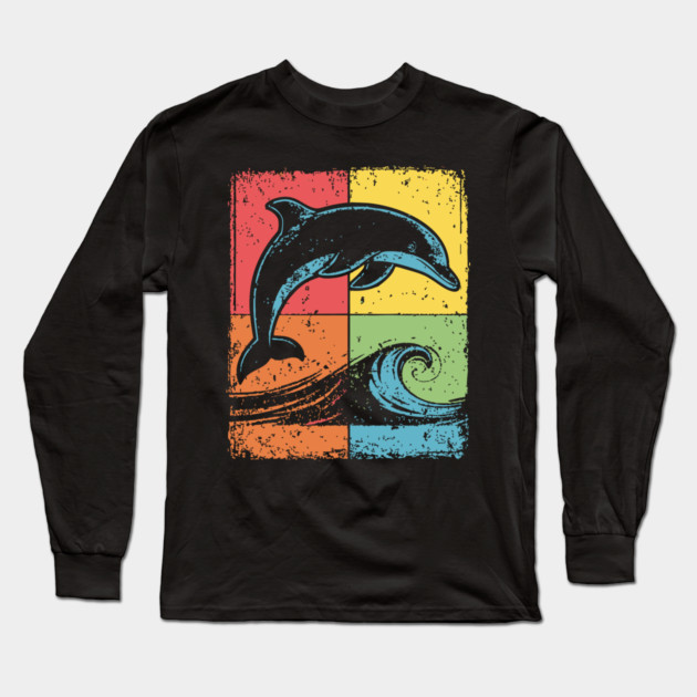 Jumping Dolphin Pop Art for Kids | Ocean Animal Long Sleeve T-Shirt by TuncGK