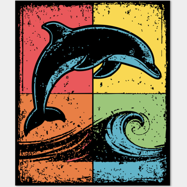 Jumping Dolphin Pop Art for Kids | Ocean Animal Wall Art by TuncGK