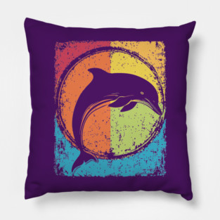 Artistic Dolphin Retro Pop Art | Sea Life Symbol Pillow