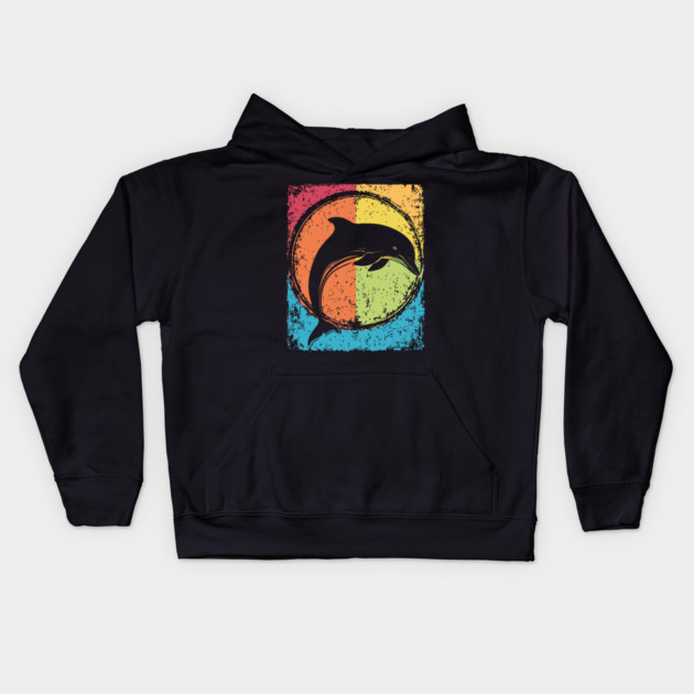 Artistic Dolphin Retro Pop Art | Sea Life Symbol Kids Hoodie by TuncGK