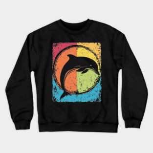 Artistic Dolphin Retro Pop Art | Sea Life Symbol Crewneck Sweatshirt
