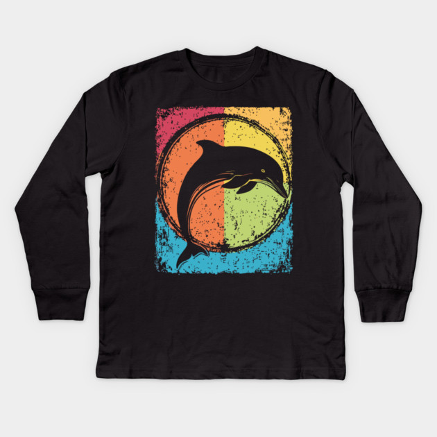 Artistic Dolphin Retro Pop Art | Sea Life Symbol Kids Long Sleeve T-Shirt by TuncGK