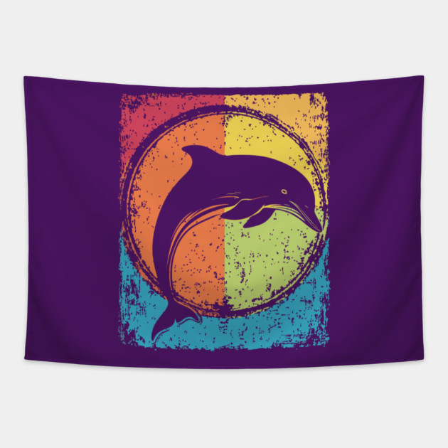 Artistic Dolphin Retro Pop Art | Sea Life Symbol Tapestry by TuncGK