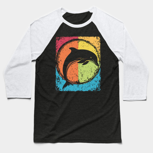Artistic Dolphin Retro Pop Art | Sea Life Symbol Baseball T-Shirt by TuncGK