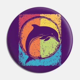 Artistic Dolphin Retro Pop Art | Sea Life Symbol Pin