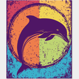 Artistic Dolphin Retro Pop Art | Sea Life Symbol Posters and Art