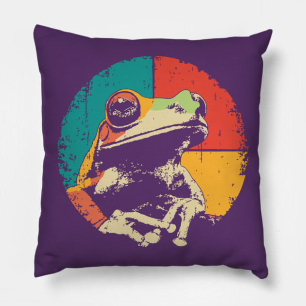 Funny Frog Face Pop Art | Cute Kids Character Pillow by TuncGK