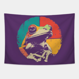 Funny Frog Face Pop Art | Cute Kids Character Tapestry