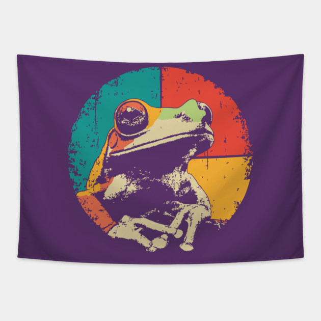 Funny Frog Face Pop Art | Cute Kids Character Tapestry by TuncGK