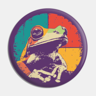 Funny Frog Face Pop Art | Cute Kids Character Pin