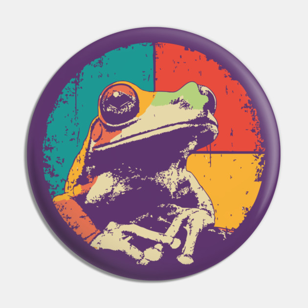 Funny Frog Face Pop Art | Cute Kids Character Pin by TuncGK