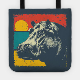 Colorful Hippo Face Pop Art for Zoo Lovers Tote