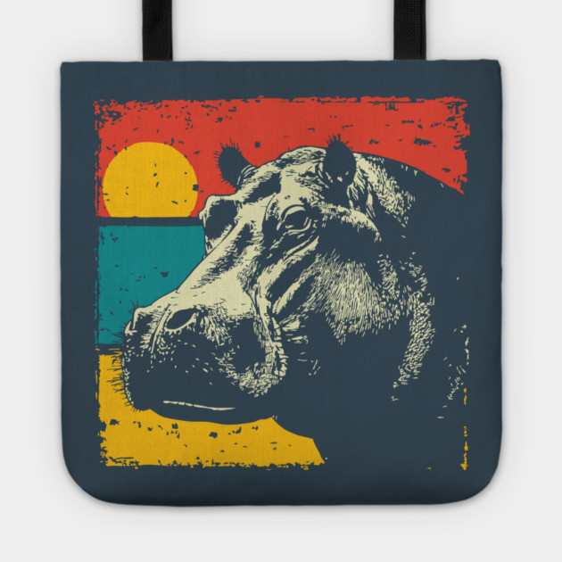 Colorful Hippo Face Pop Art for Zoo Lovers Tote by TuncGK