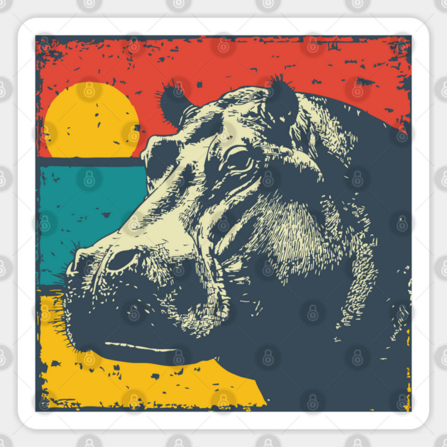 Colorful Hippo Face Pop Art for Zoo Lovers Sticker by TuncGK