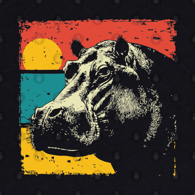 Colorful Hippo Face Pop Art for Zoo Lovers by TuncGK