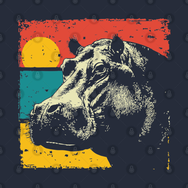 Colorful Hippo Face Pop Art for Zoo Lovers by TuncGK