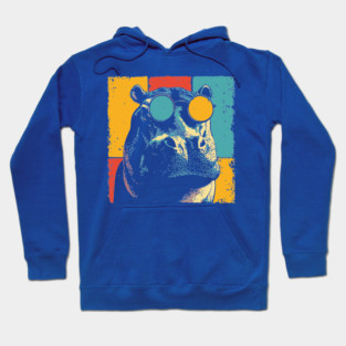 Funny Hipster Hippo with Sunglasses Pop Art Hoodie
