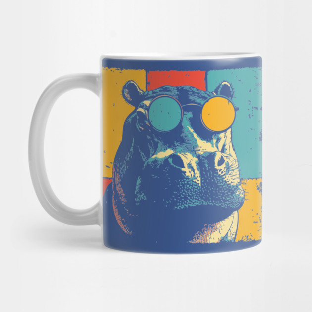 Funny Hipster Hippo with Sunglasses Pop Art by TuncGK