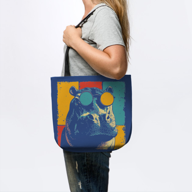 Funny Hipster Hippo with Sunglasses Pop Art by TuncGK