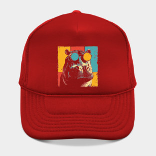 Funny Hipster Hippo with Sunglasses Pop Art Hat