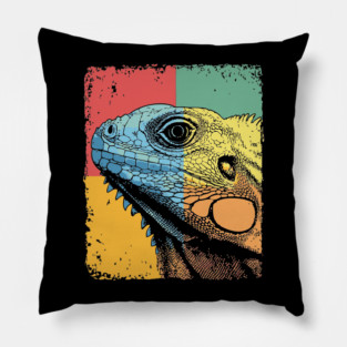 Colorful Iguana Pop Art | Cool Lizard for Kids Pillow
