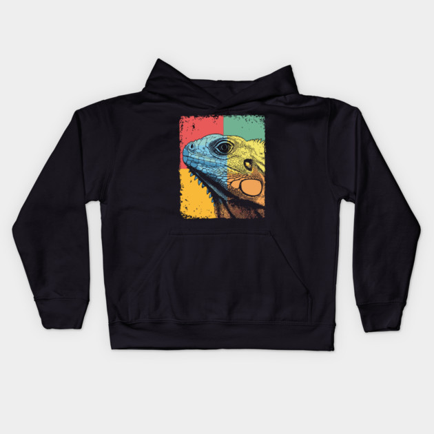 Colorful Iguana Pop Art | Cool Lizard for Kids Kids Hoodie by TuncGK