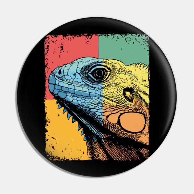 Colorful Iguana Pop Art | Cool Lizard for Kids Pin by TuncGK