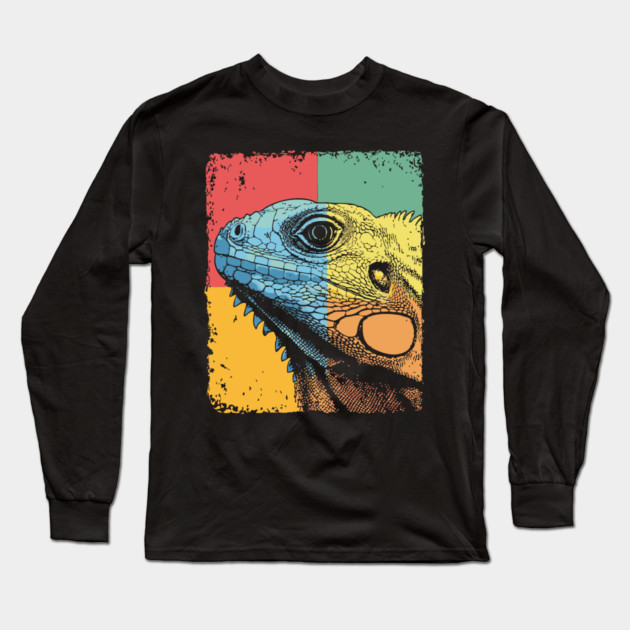 Colorful Iguana Pop Art | Cool Lizard for Kids Long Sleeve T-Shirt by TuncGK