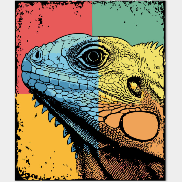 Colorful Iguana Pop Art | Cool Lizard for Kids Wall Art by TuncGK