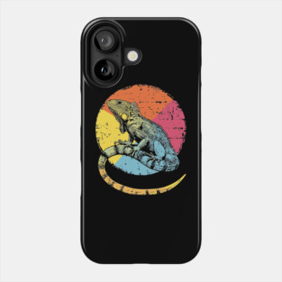 Artistic Iguana Retro Pop Art | Circle Lizard Design Phone Case