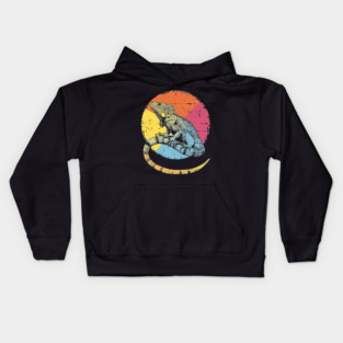 Artistic Iguana Retro Pop Art | Circle Lizard Design Kids Hoodie