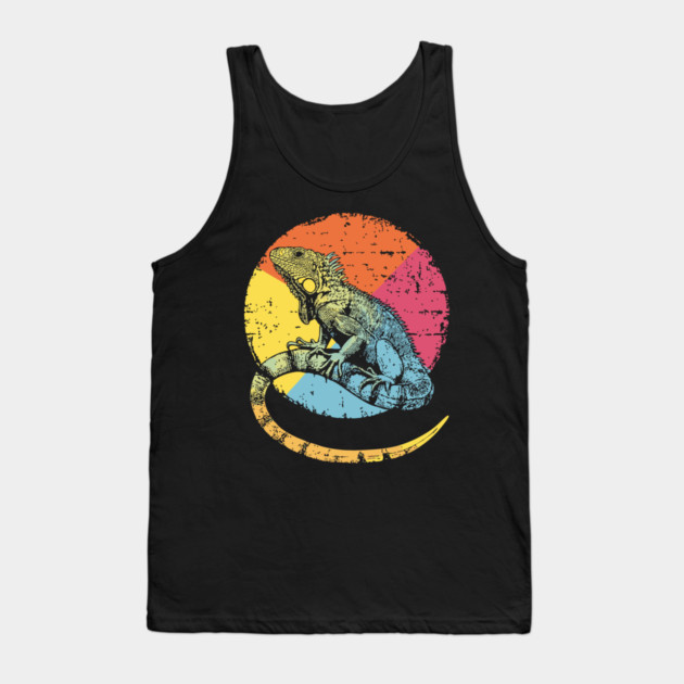 Artistic Iguana Retro Pop Art | Circle Lizard Design Tank Top by TuncGK