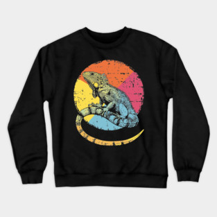 Artistic Iguana Retro Pop Art | Circle Lizard Design Crewneck Sweatshirt