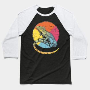Artistic Iguana Retro Pop Art | Circle Lizard Design Baseball T-Shirt